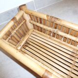 bamboo planter, bamboo and rattan plant pot, indoor planter.