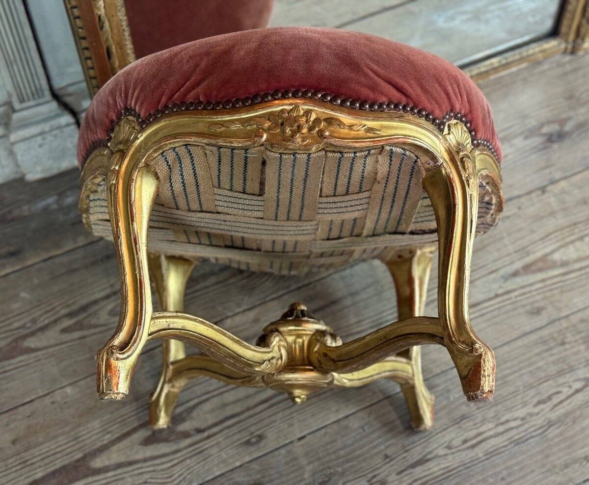 Louis XV Style Footrest in Carved and Gilded Wood Circa 1880