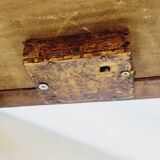 Longwy Trivet with Doorbell, Glazed Earthenware Tile and Wooden Frame