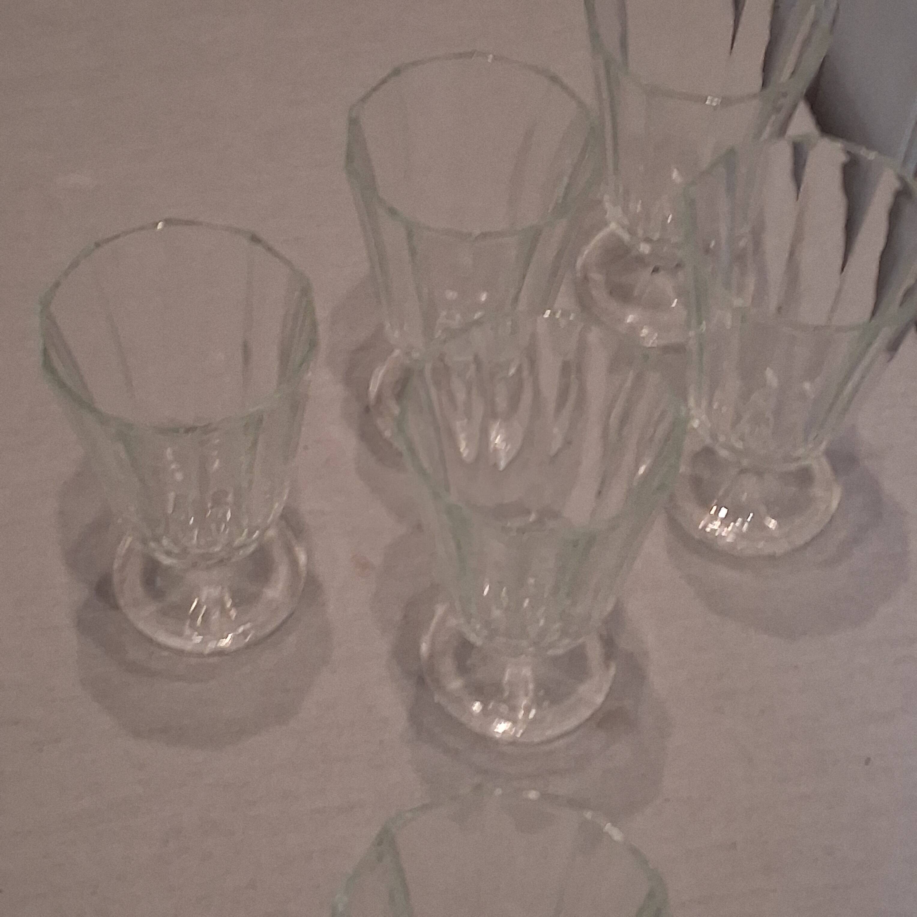 Set of 6 antique faceted stemmed wine glasses in very good condition.