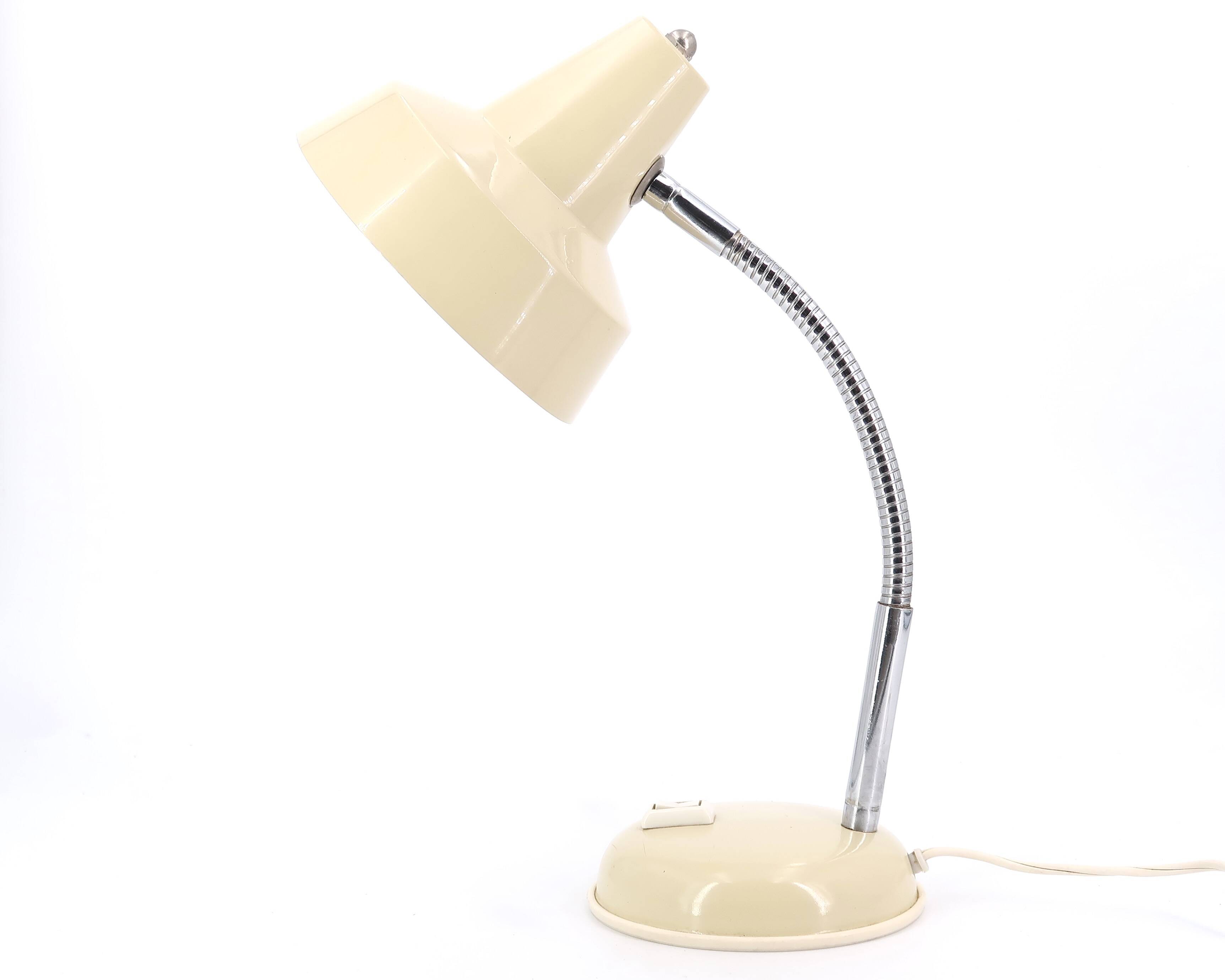Beige articulated metal desk lamp, 1950s