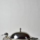 Vintage silver metal duck foie gras bell