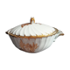 Soupière en procelaine de Limoges blanche et dorée