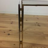 Side table, chrome and gold sofa 1970 style Hollywood Regency