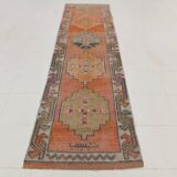 88x344 Cm Turkish Vintage Runner, Wool Runner Rug, Hallway Runner,