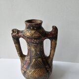 Kabyle Algerian pottery oil jar with polychrome geometric decorations