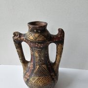Kabyle Algerian pottery oil jar with polychrome geometric decorations