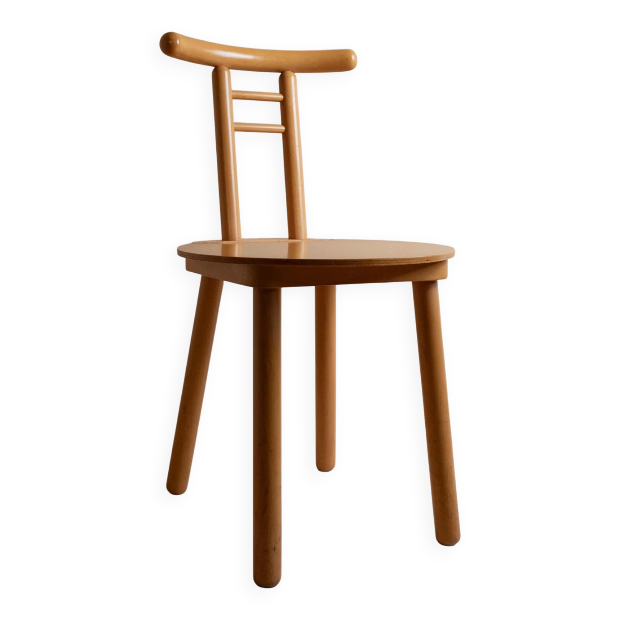 Light Wood Vintage Chair - 1980s Italian Minimalist, Japanese-Inspired, Solid Wood, Batch of 2