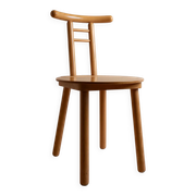 Light Wood Vintage Chair - 1980s Italian Minimalist, Japanese-Inspired, Solid Wood, Batch of 2