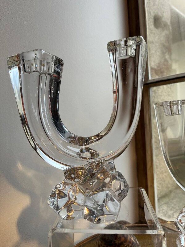 Paire de bougeoirs en cristal Art Vannes France