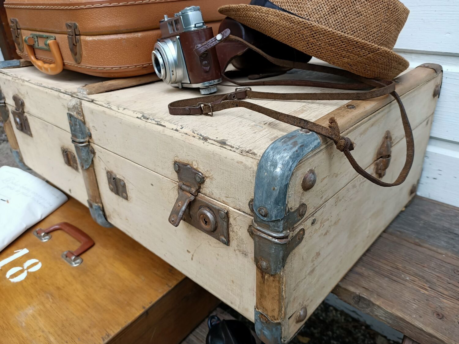 Old wooden suitcase