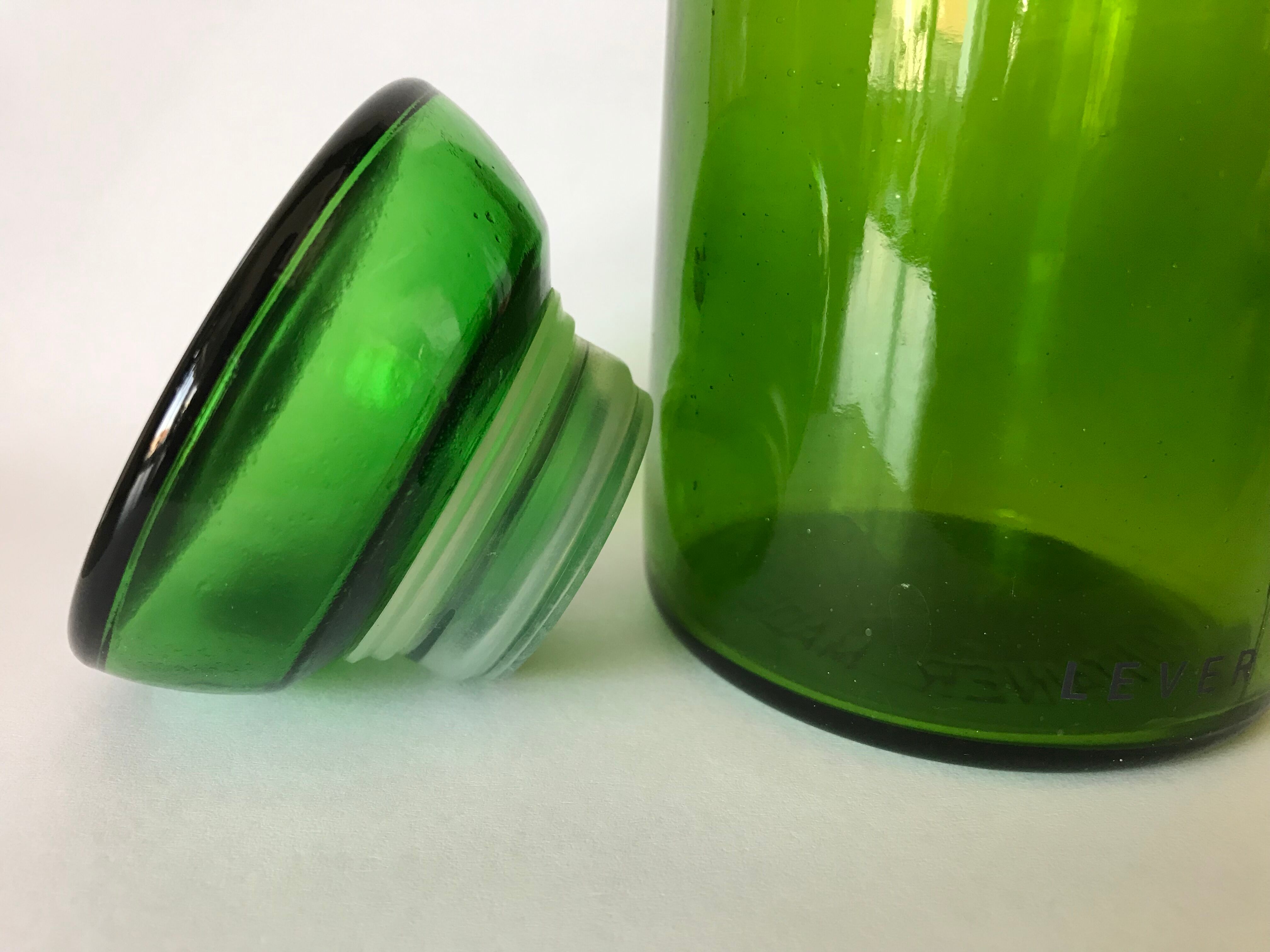 Green glass jar