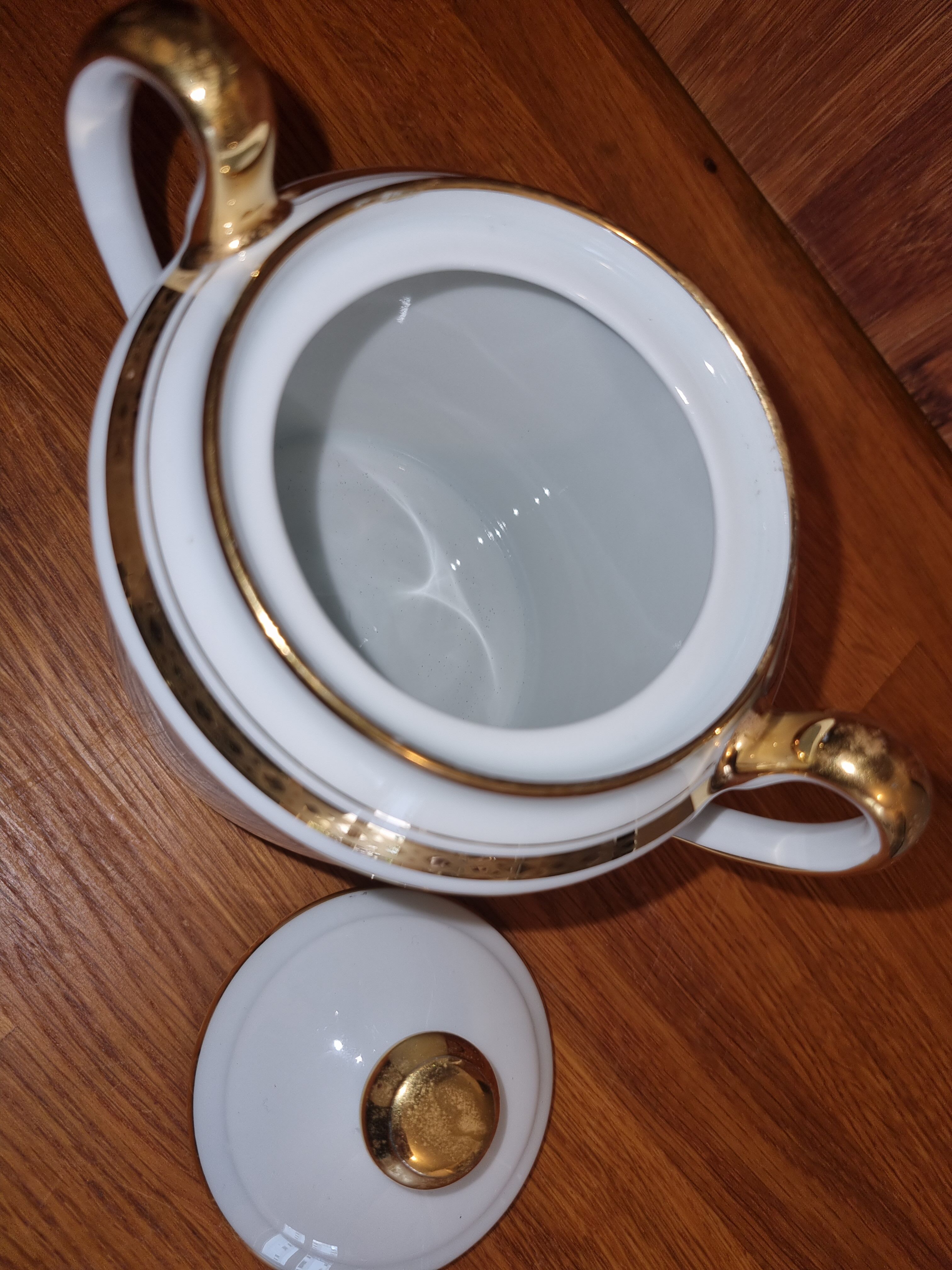 Sweetener in Sologne porcelain Larcheveque Pattern edging garland Gilded