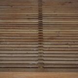 Table basse vintage à lattes en teck et métal, 1960