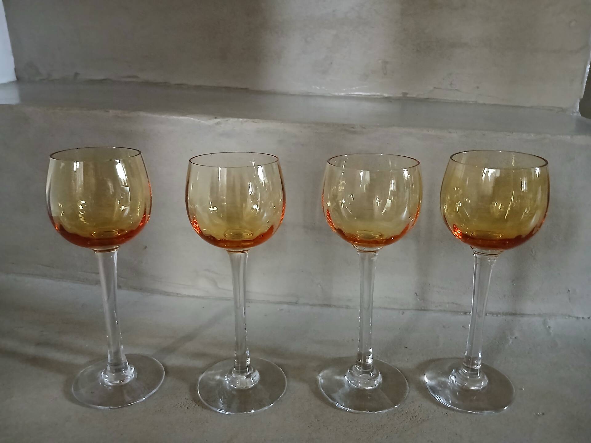 4 antique crystal stem glasses