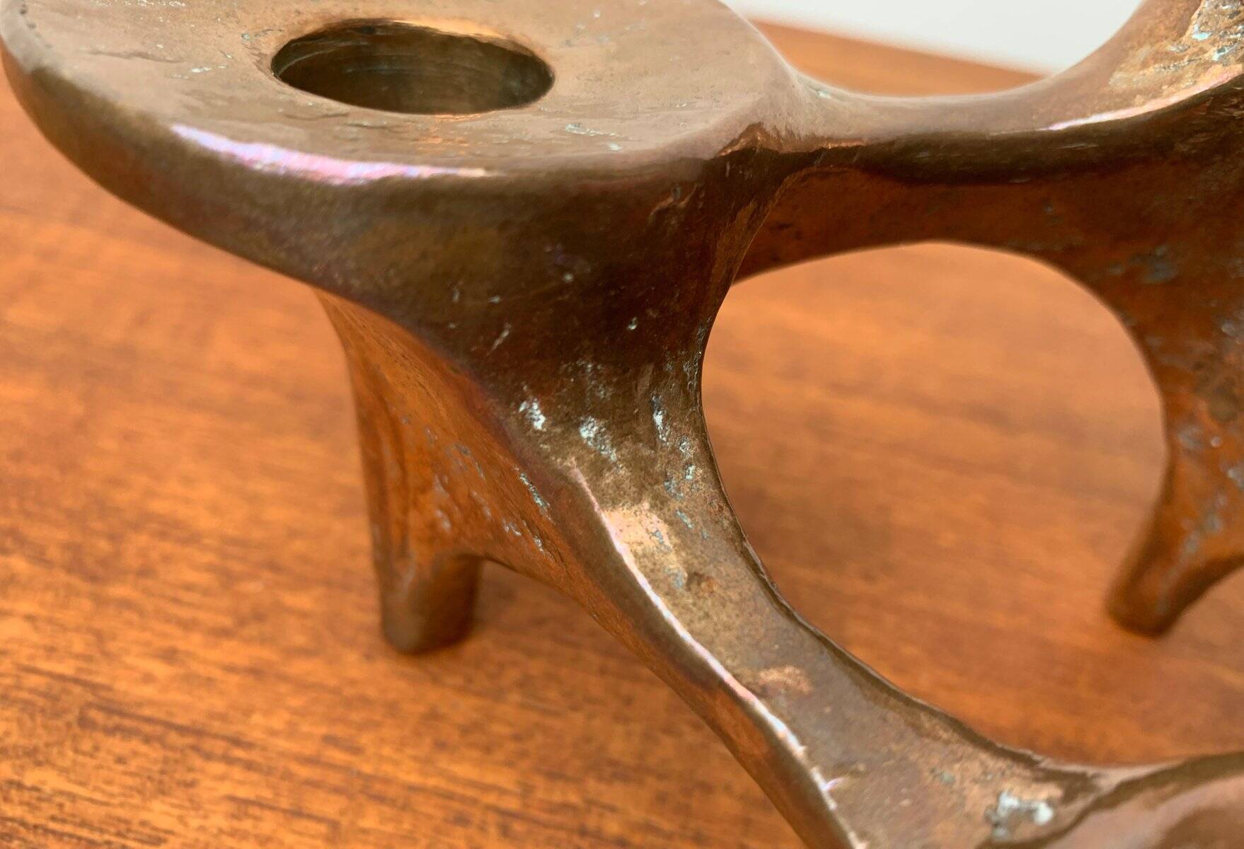 Vintage German brutalist metal candlestick by Harjes