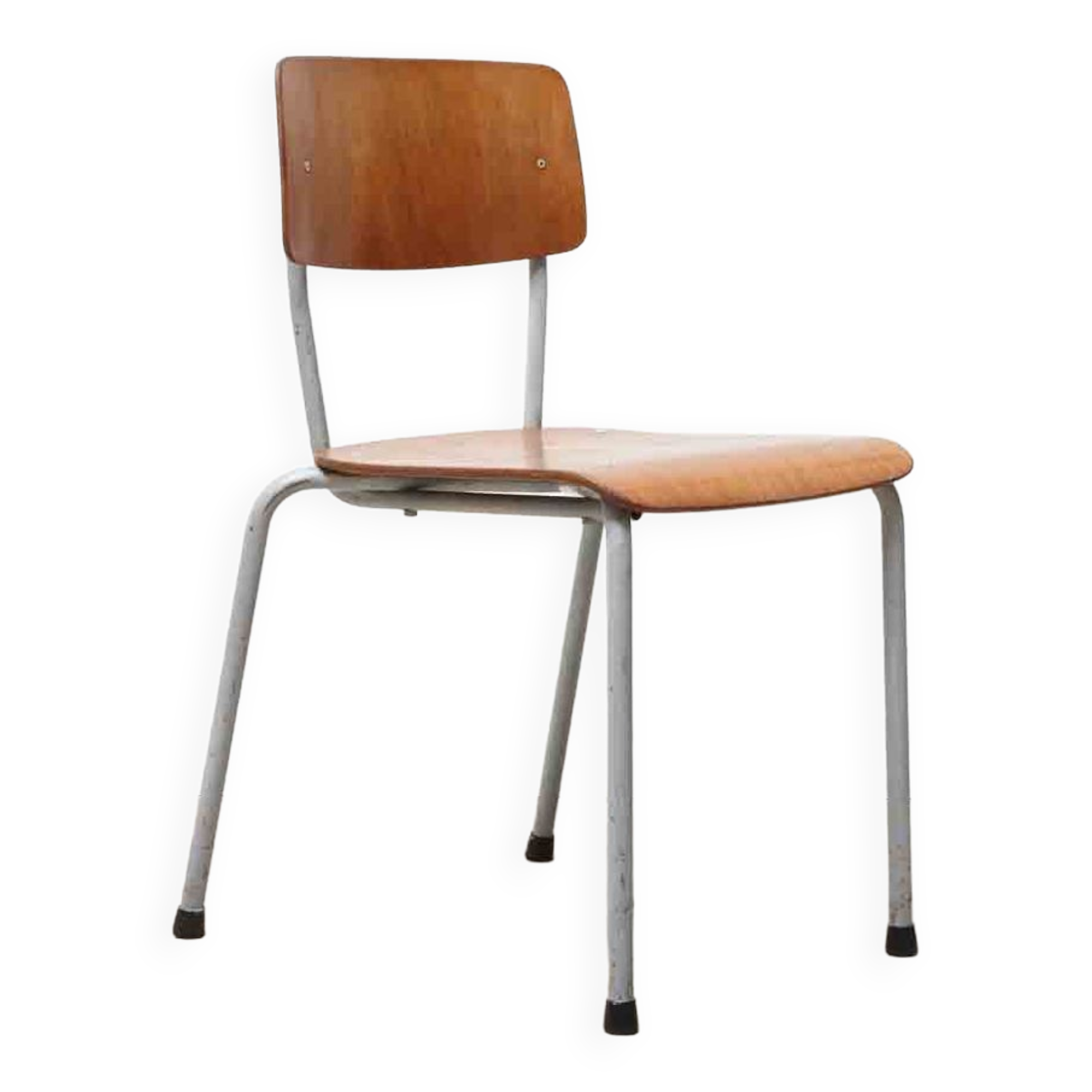 Stackable school chair, oak and grey colour