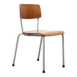 Stackable school chair, oak and grey colour