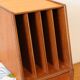 Console, freestanding or wall-mounted Scandinavian shelf in teak and paper with Josef Frank pattern.