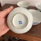 Lot of Blue White Porcelain Rice Tea from China with Cobalt Blue Imperial Dragons