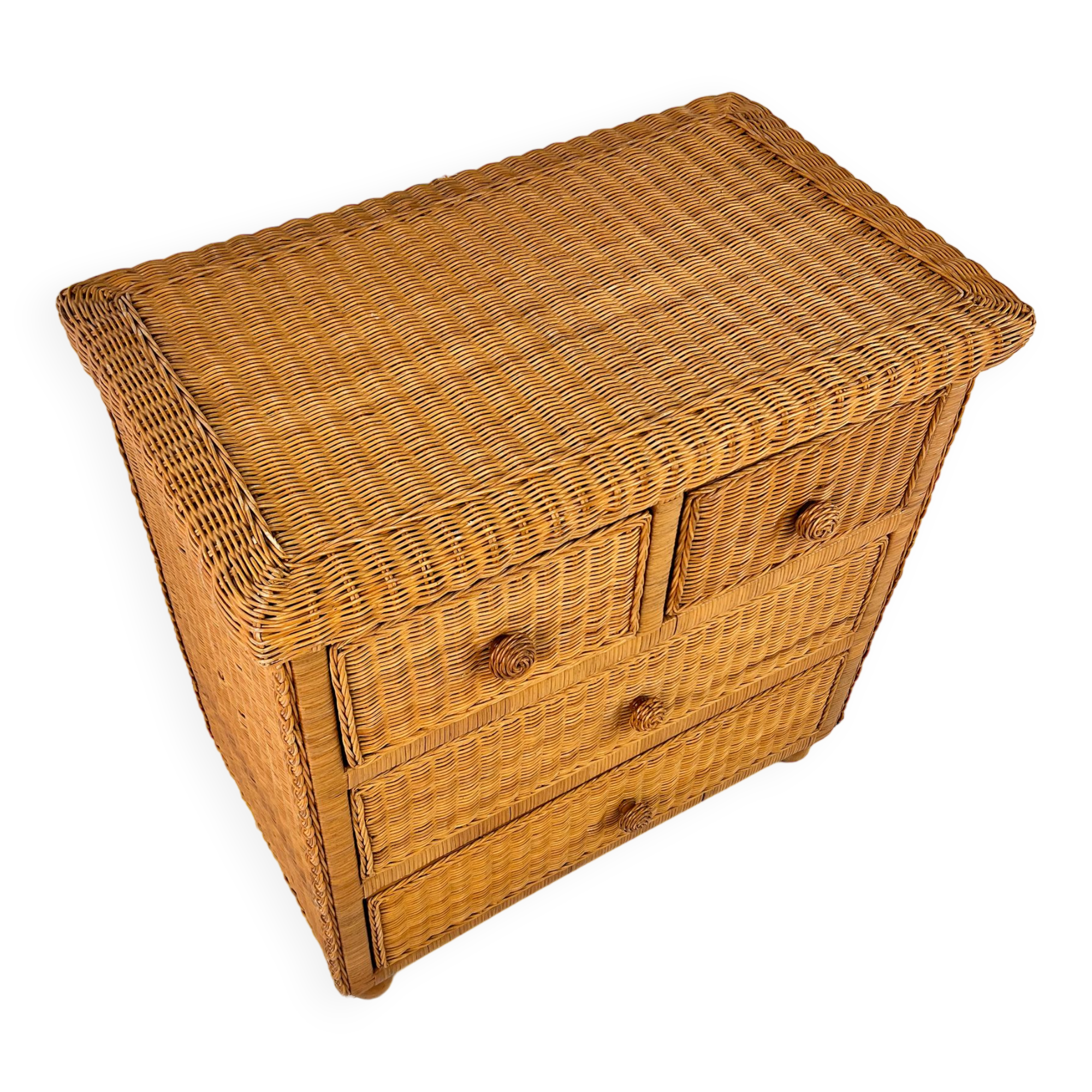 Vintage rattan chest of drawers 1970s