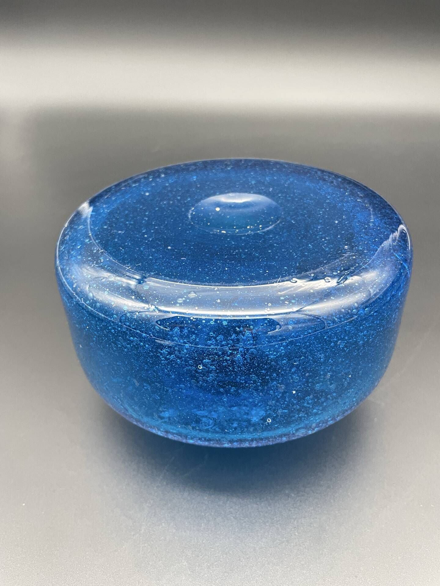Vintage cobalt blue bubble glass vase – 1960s Scandinavian design