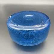 Vintage cobalt blue bubble glass vase – 1960s Scandinavian design