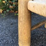 Low wooden chair and straw 50s
