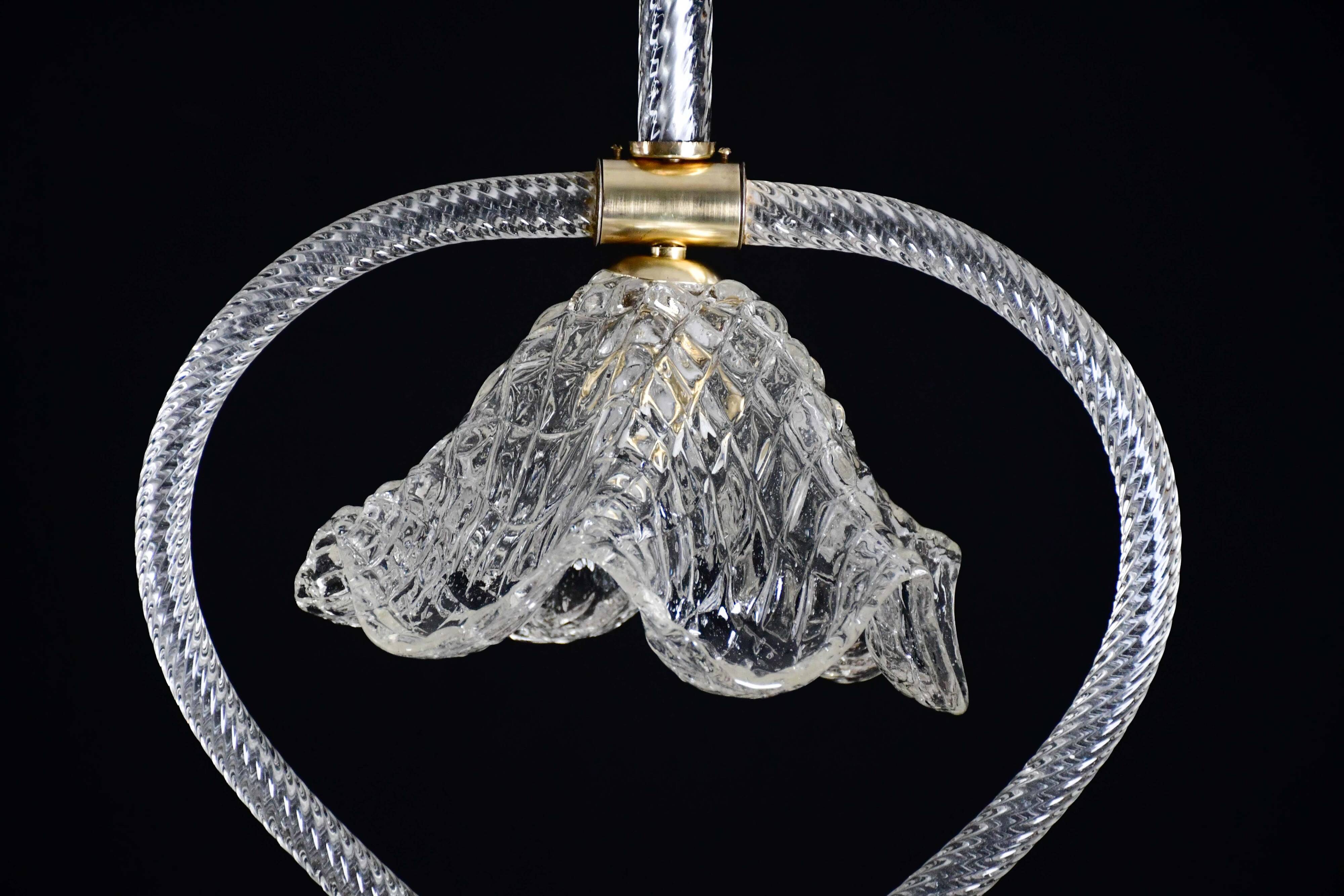 Charming Art Deco Barovier & Toso pendant light chandelier Murano glass, 1950s