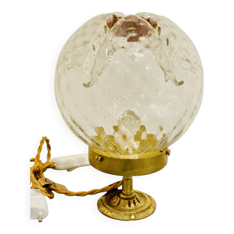 Mazzega Murano globe table lamp with golden brass base