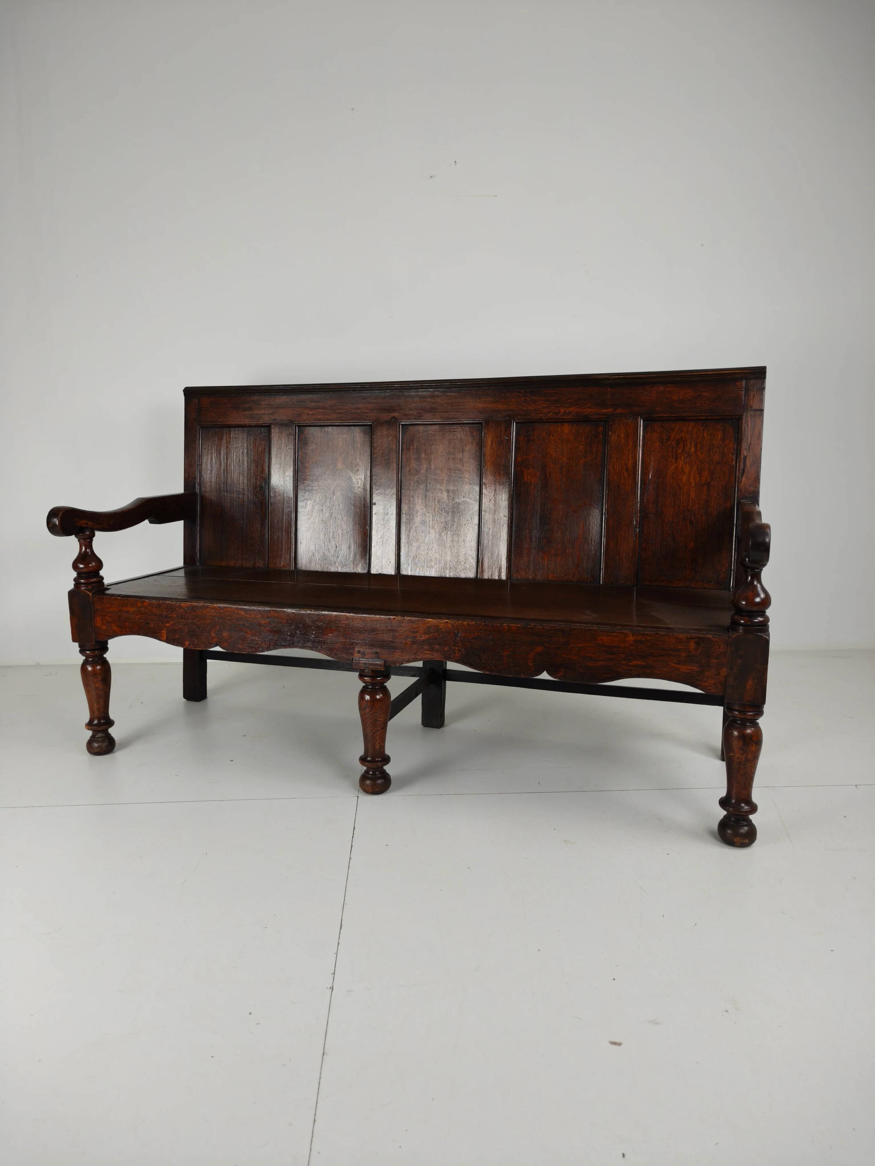 18th century Georgian oak settle bench – dated circa 1790