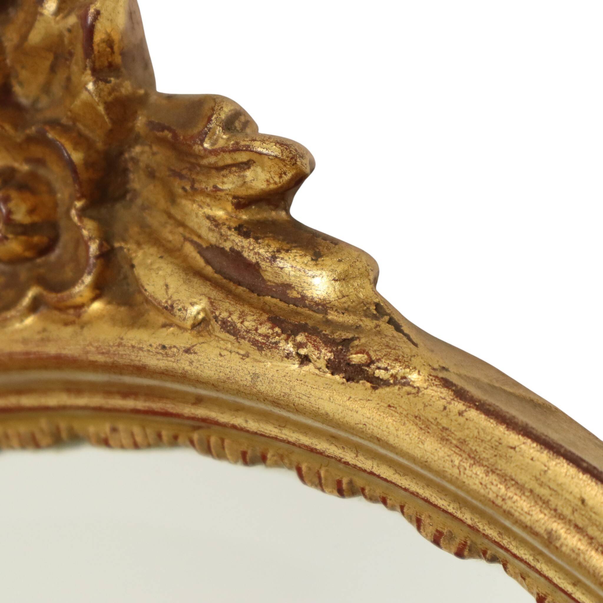 Miroir cranté en or classique Deknudt, biseauté, style Louis XVI, 94 cm