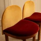 2 wooden and velvet chairs