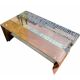 Metal coffee table with a glass top.
