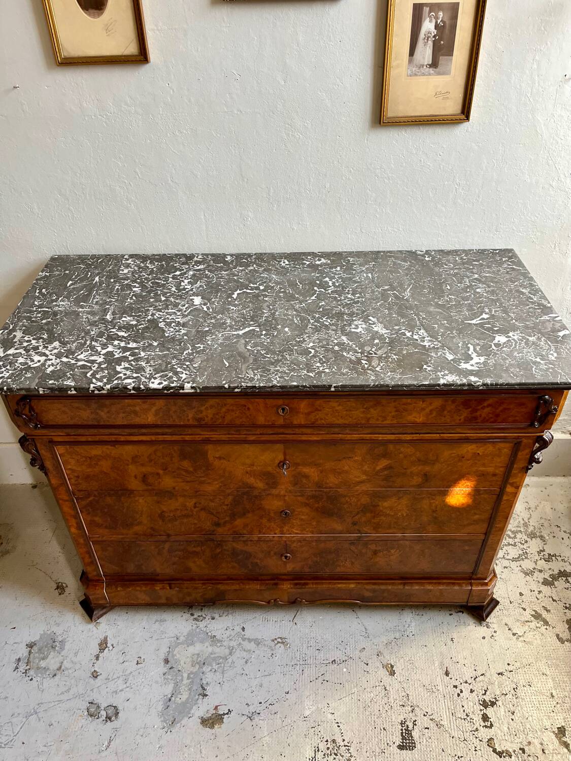 Antique walnut chest of drawers