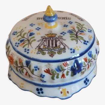 Advertising butter dish in earthenware from Desvres Maison Denis in Rennes