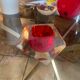 Red ashtray in cut crystal 1980s