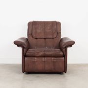 Fauteuil en cuir marron, design suisse, années 1970, fabrication : De Sede