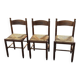 Set of 3 vintage wooden and straw chairs – 1950s