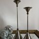 Pair of high vintage metal and brass candlesticks