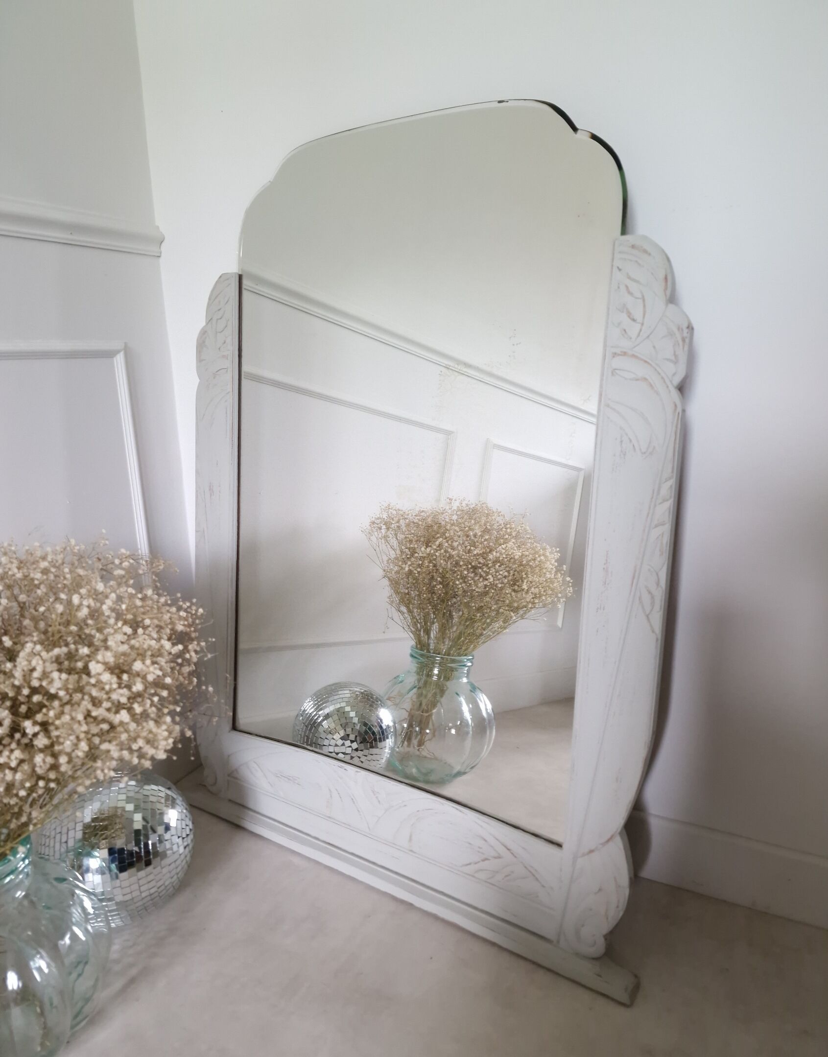 Grey art deco mirror