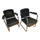 Green Skaï Armchairs Type Ronéo by Pullman from the 1950s