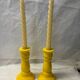 Set of 2 vintage yellow ceramic candle holders