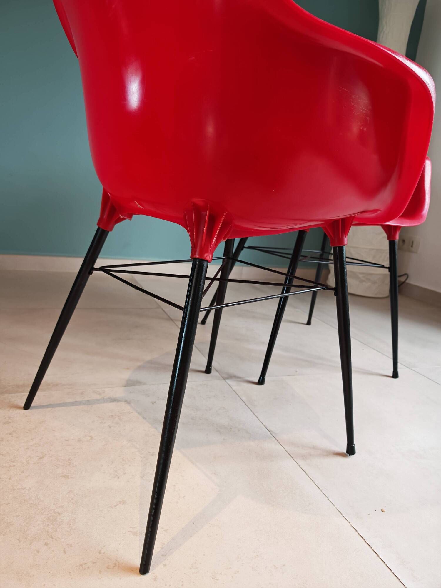 Pair of Vintage Space Age Red Armchairs 1970