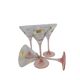 Set of 4 Luminarc Cocktail glasses with pink stems, original label from 1980.