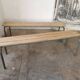 Paire de bancs d'école vintage métal et bois