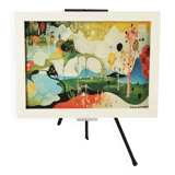 Vangel Naumovski, surrealist composition, print on canvas, 1960s-1970s