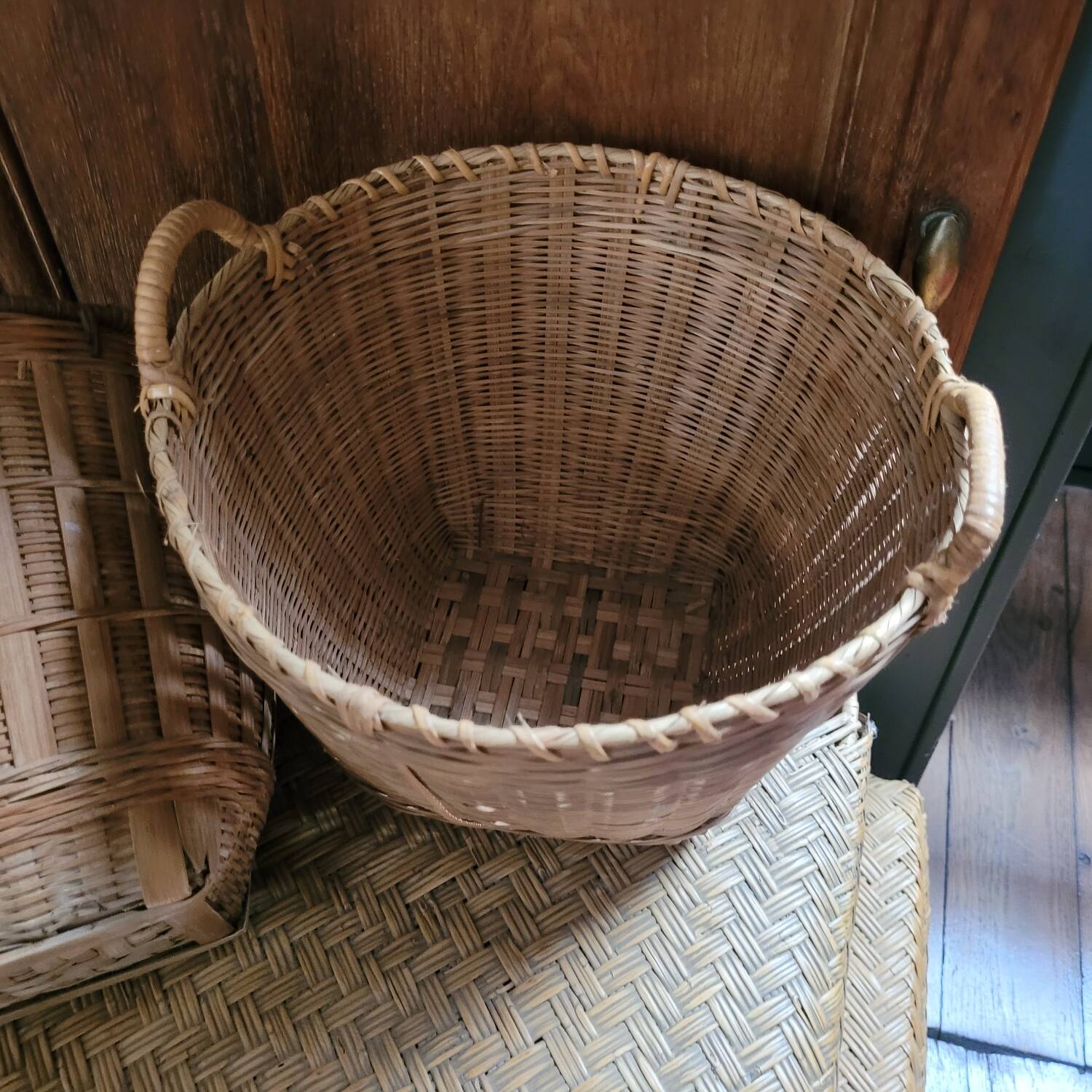 Duo de cache-pots en osier – France 1970-1980