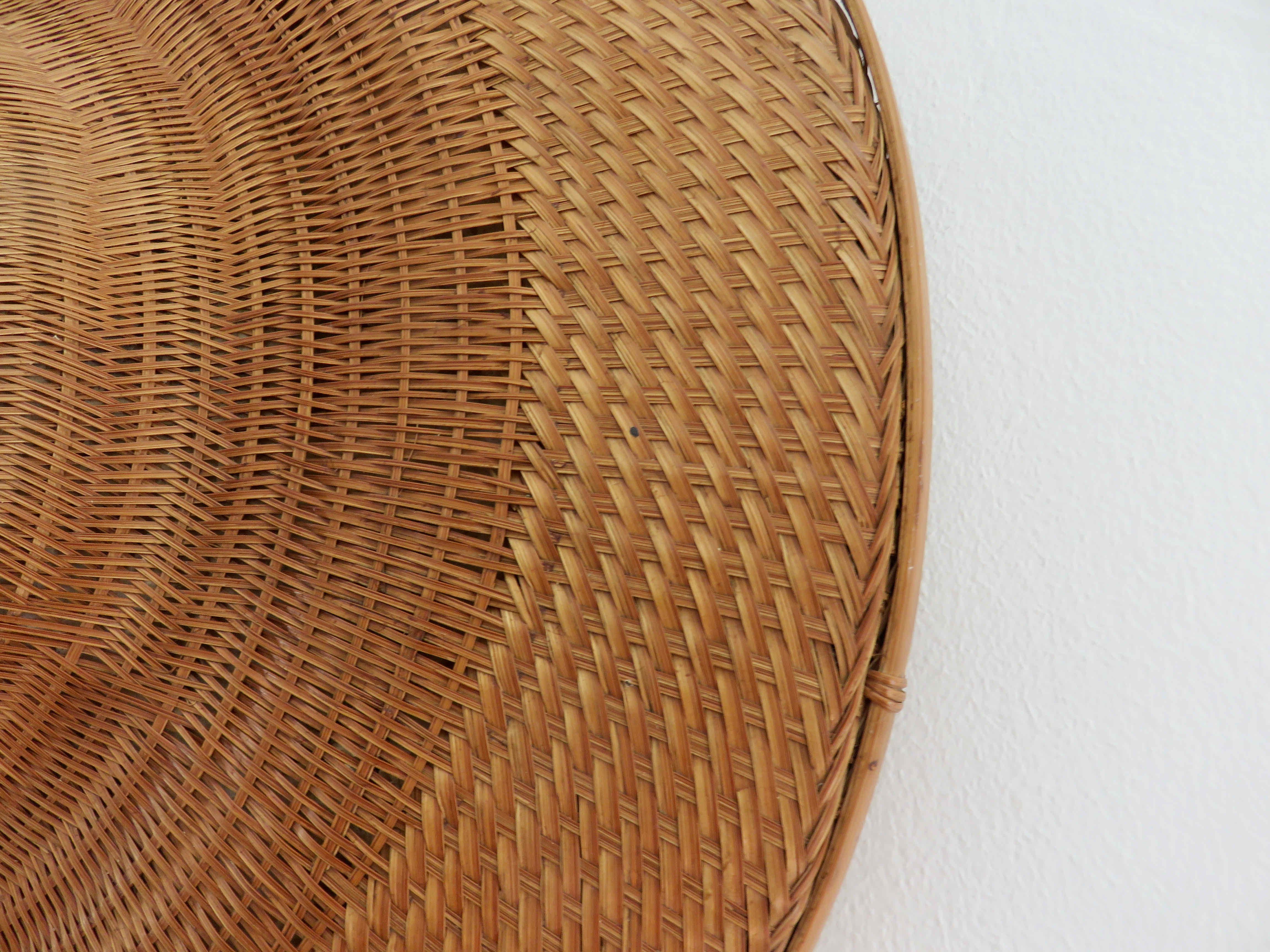 Asian braided wicker hat 70s