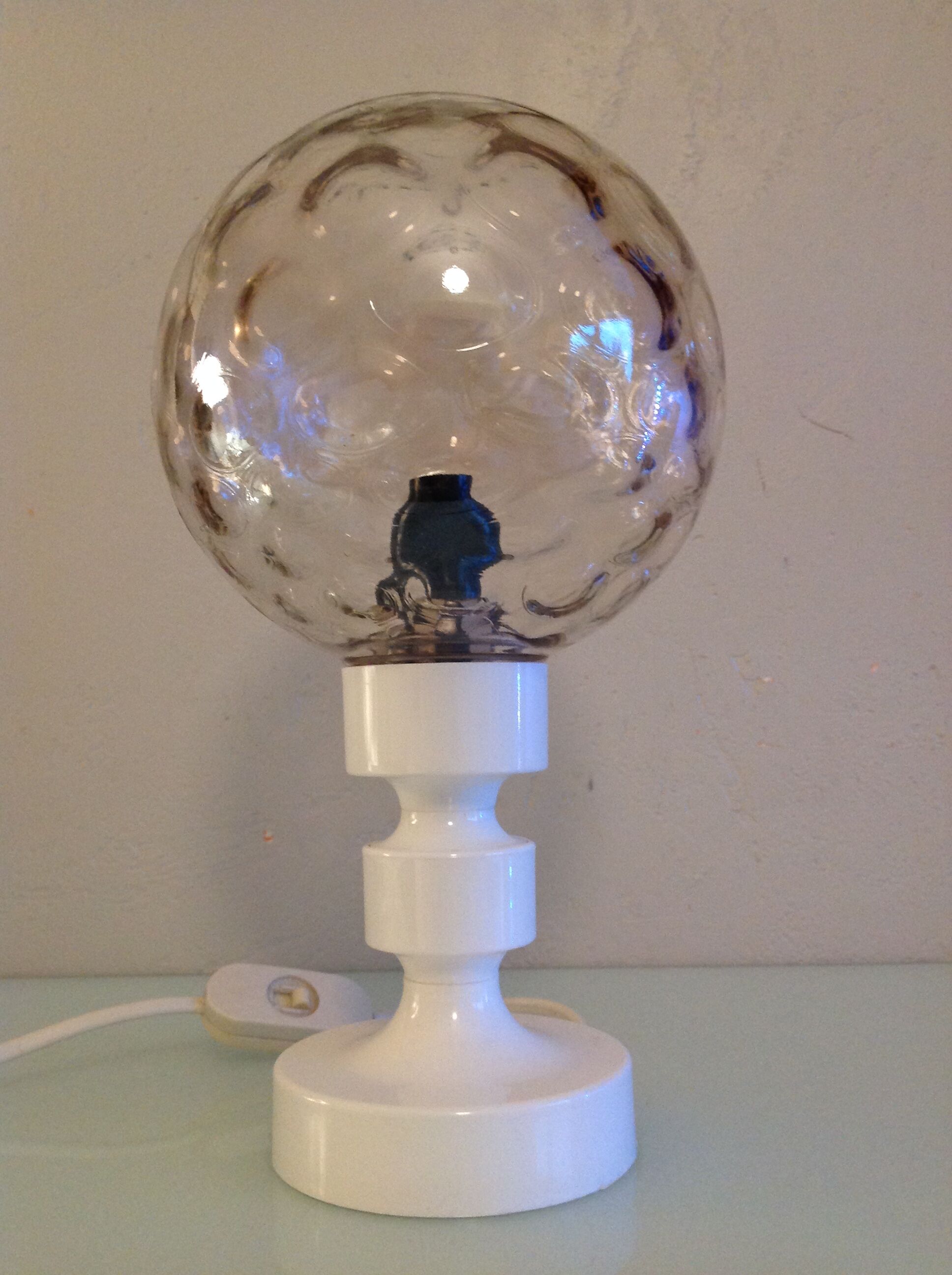 Bedside lamp globe in tinted glass / vintage 60s-70s